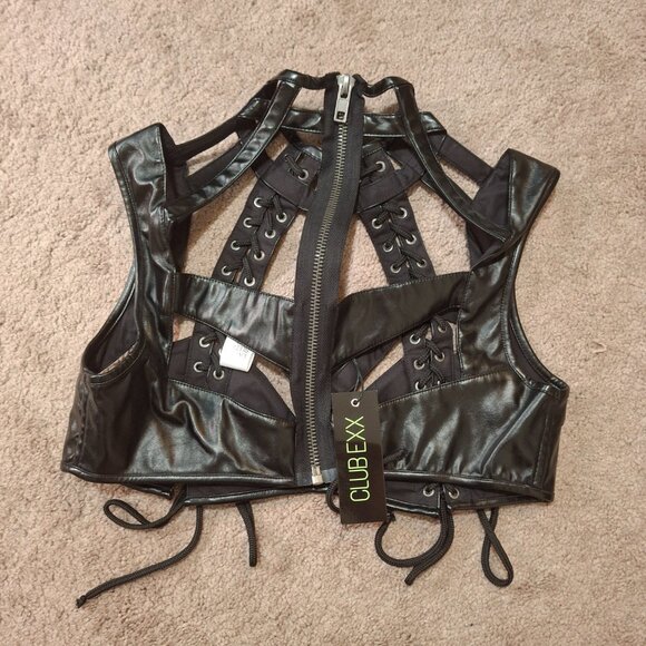 Dolls Kill Club Ex Rude Awakening Harness Bra top - Picture 2 of 2